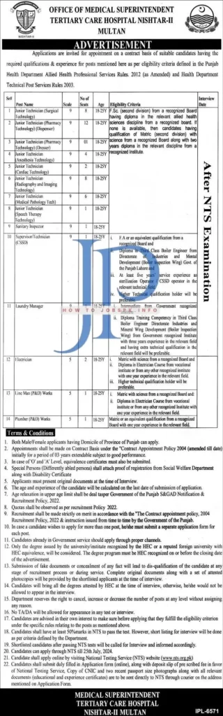 Nishtar Hospital Multan Jobs 2024