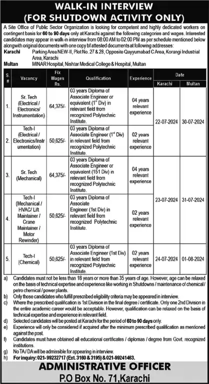 Atomic Energy PO Box 71 Jobs 2024