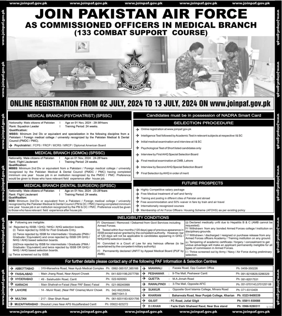 PAF Commissioned Officer Jobs 2024