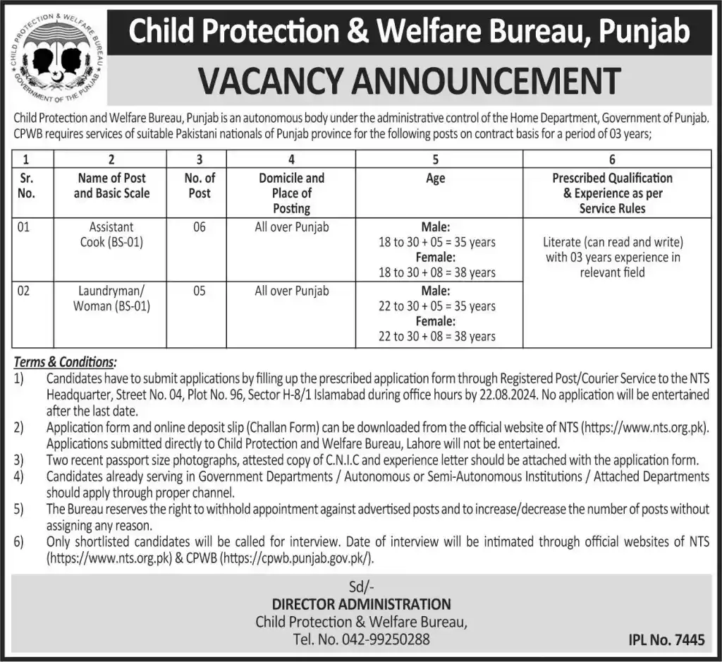 Child Protection and Welfare Bureau Jobs 2024