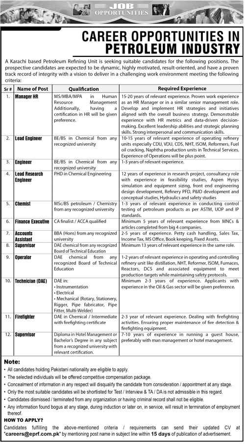 ENAR Petroleum Industry Jobs 2024