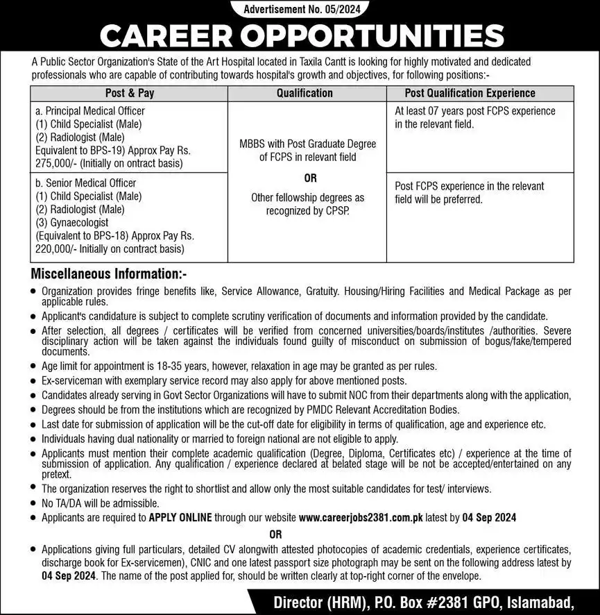 PAEC Hospital Jobs 2024