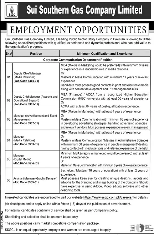 SSGC Jobs in Karachi 2024