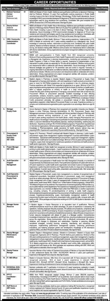 National TB Control Program NTP Jobs 2024