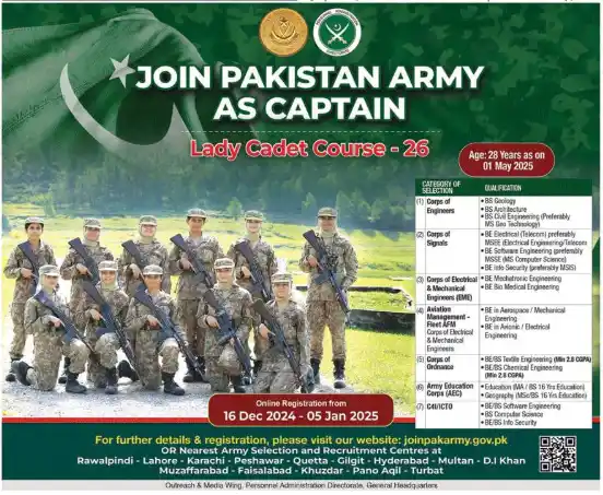 Pak Army Jobs 2025 Online Apply for Female