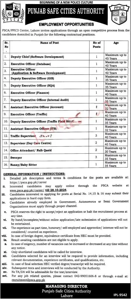 PSCA Jobs 2024