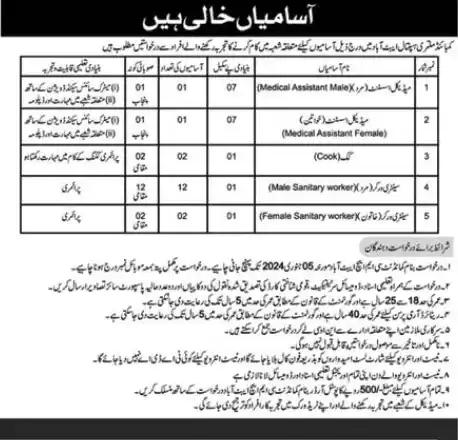 CMH Abbottabad Jobs 2024