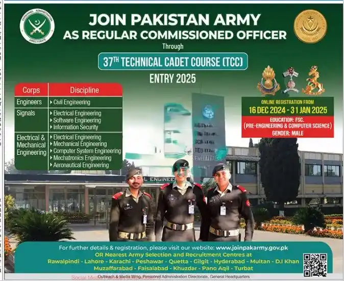 Join Pak Army Technical Cadet Course TCC-37 2025